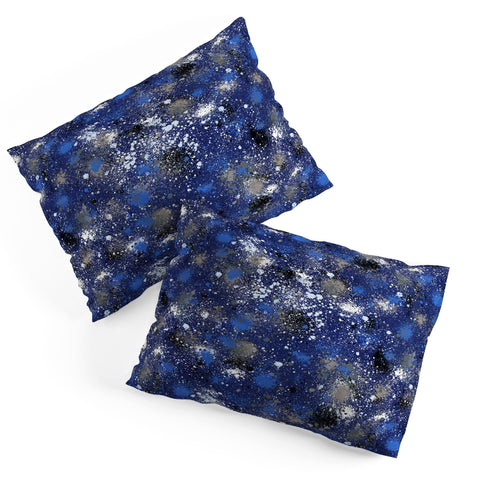 Ninola Design Ink splatter blue night Pillow Shams