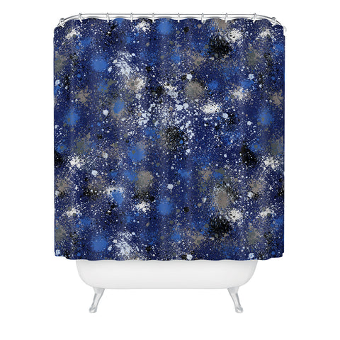 Ninola Design Ink splatter blue night Shower Curtain