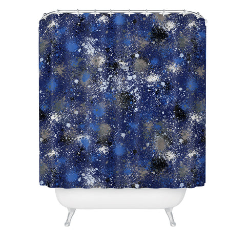Ninola Design Ink splatter blue night Shower Curtain