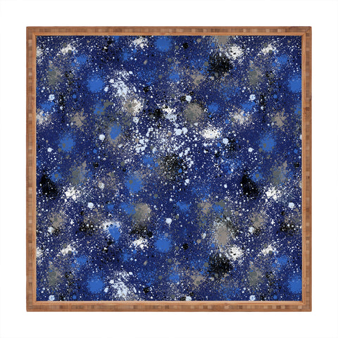 Ninola Design Ink splatter blue night Square Tray