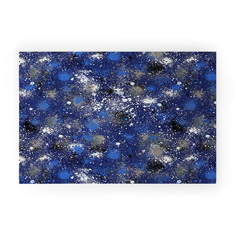 Ninola Design Ink splatter blue night Welcome Mat