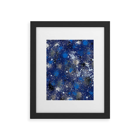Ninola Design Ink splatter blue night Framed Art Print