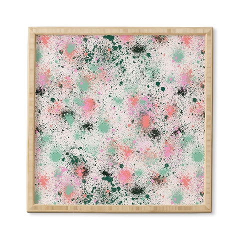 Ninola Design Ink Splatter Coral Green Framed Wall Art
