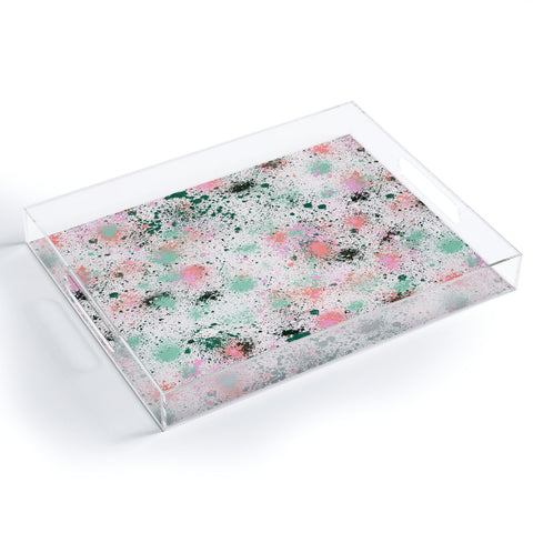 Ninola Design Ink Splatter Coral Green Acrylic Tray