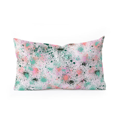 Ninola Design Ink Splatter Coral Green Oblong Throw Pillow