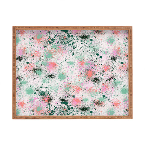 Ninola Design Ink Splatter Coral Green Rectangular Tray