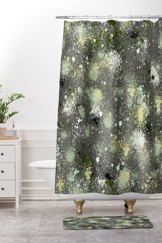 Ninola Design Ink Splatter Dark Night Shower Curtain And Mat