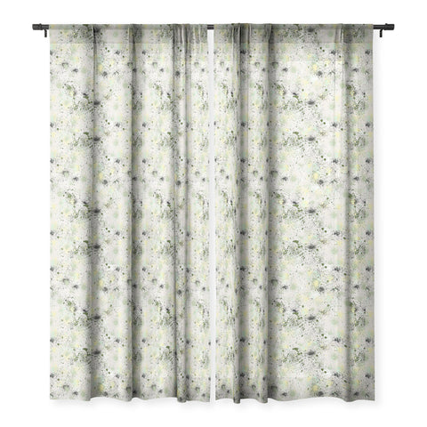 Ninola Design Ink Splatter Lime Banana Sheer Window Curtain
