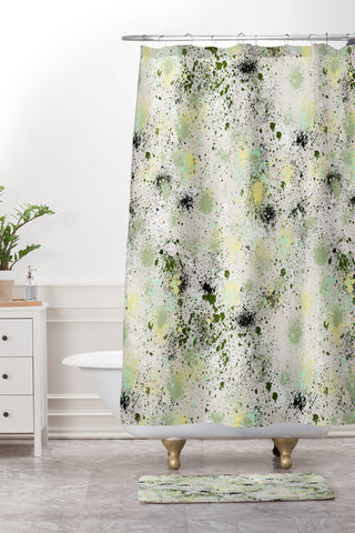 Ninola Design Ink Splatter Lime Banana Shower Curtain And Mat