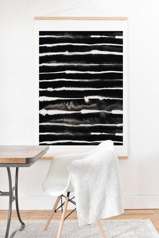 Ninola Design Ink stripes Black Art Print And Hanger