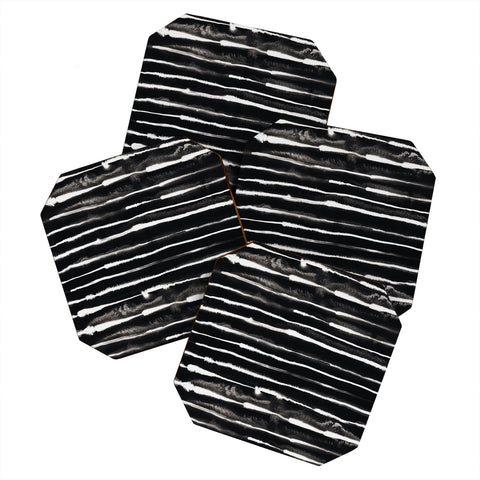 Ninola Design Ink stripes Black Coaster Set