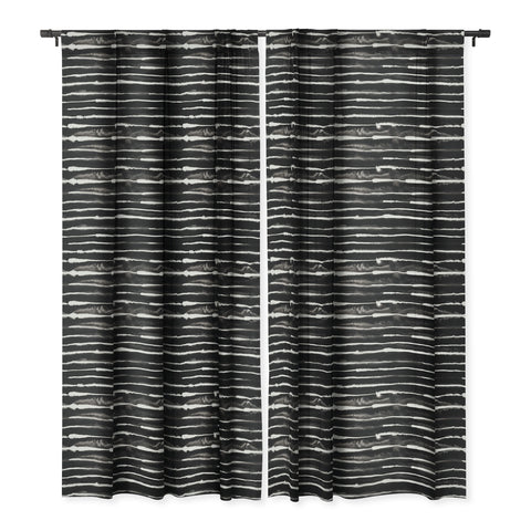 Ninola Design Ink stripes Black Blackout Window Curtain