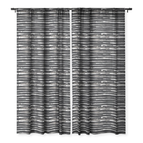 Ninola Design Ink stripes Black Sheer Window Curtain