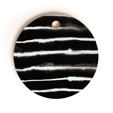 Ninola Design Ink stripes Black Cutting Board Round