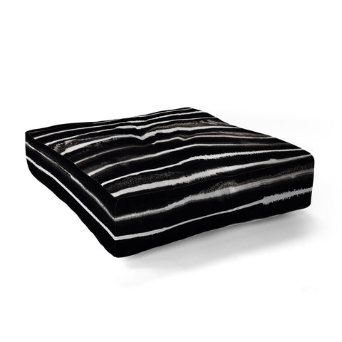 Ninola Design Ink stripes Black Floor Pillow Square