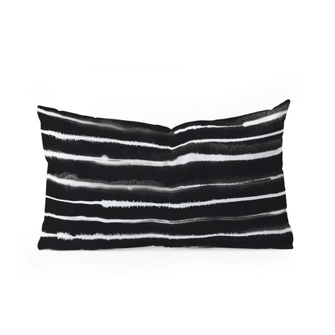 Ninola Design Ink stripes Black Oblong Throw Pillow