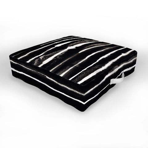 Ninola Design Ink stripes Black Outdoor Floor Cushion