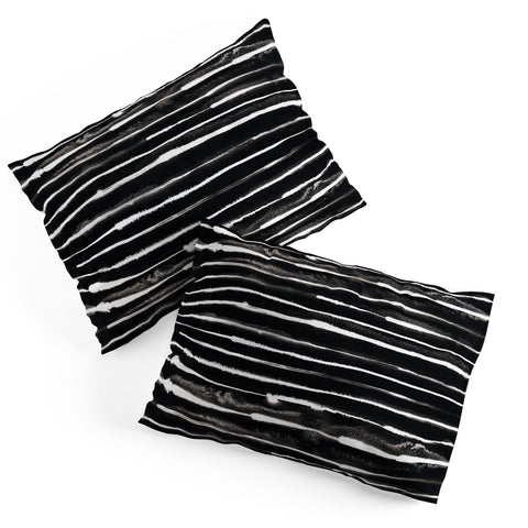 Ninola Design Ink stripes Black Pillow Shams