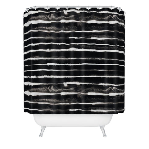 Ninola Design Ink stripes Black Shower Curtain