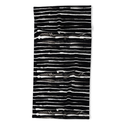 Ninola Design Ink stripes Black Beach Towel