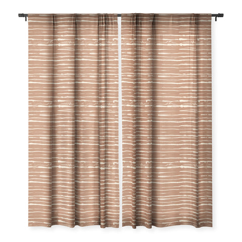 Ninola Design Ink stripes terracota Sheer Window Curtain