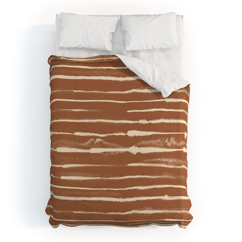 Ninola Design Ink stripes terracota Duvet Cover