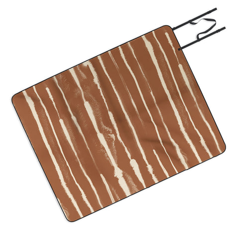 Ninola Design Ink stripes terracota Picnic Blanket