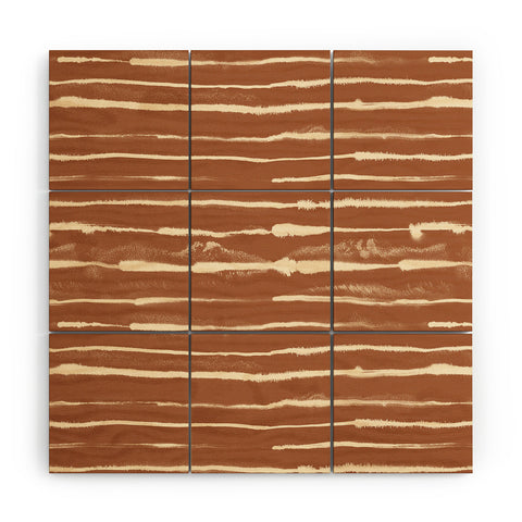 Ninola Design Ink stripes terracota Wood Wall Mural