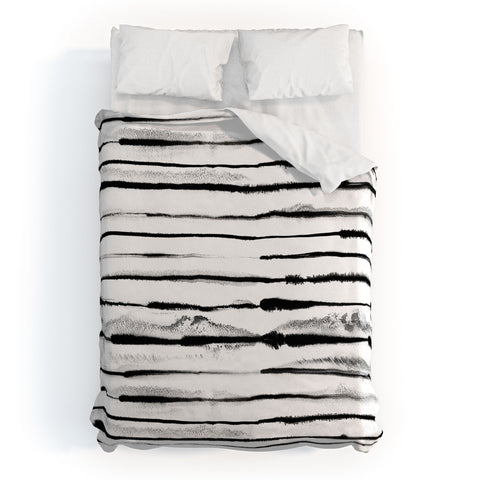 Ninola Design Ink stripes White Duvet Cover