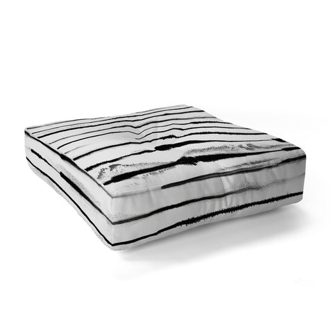 Ninola Design Ink stripes White Floor Pillow Square