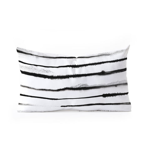 Ninola Design Ink stripes White Oblong Throw Pillow