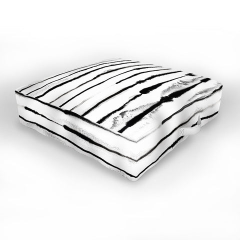 Ninola Design Ink stripes White Outdoor Floor Cushion