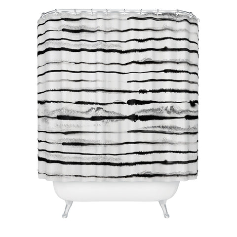 Ninola Design Ink stripes White Shower Curtain