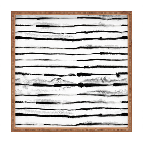 Ninola Design Ink stripes White Square Tray