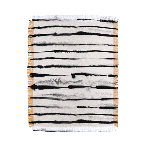 Ninola Design Ink stripes White Throw Blanket