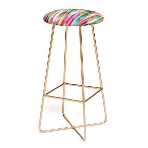 Ninola Design Iridiscent lines floral pink Bar Stool