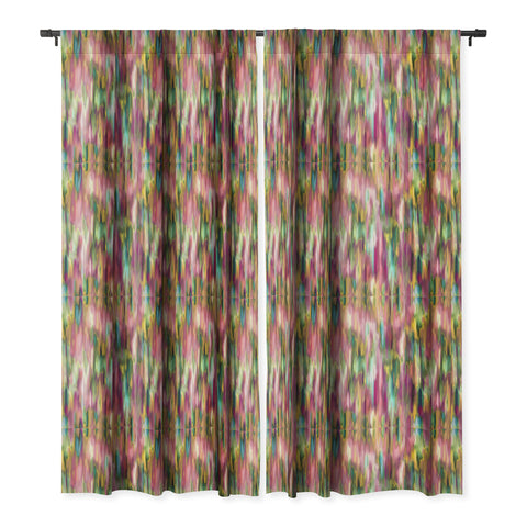 Ninola Design Iridiscent lines floral pink Blackout Window Curtain