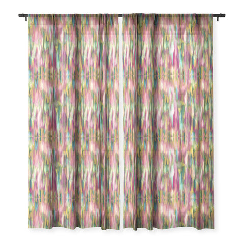 Ninola Design Iridiscent lines floral pink Sheer Window Curtain