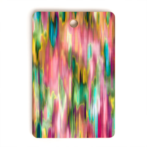 Ninola Design Iridiscent lines floral pink Cutting Board Rectangle