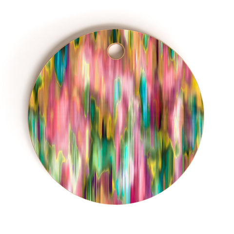 Ninola Design Iridiscent lines floral pink Cutting Board Round