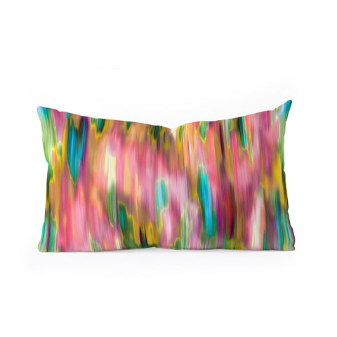 Ninola Design Iridiscent lines floral pink Oblong Throw Pillow