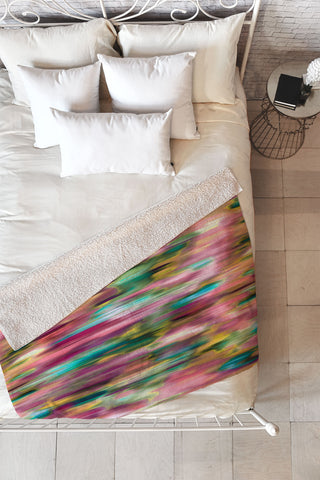 Ninola Design Iridiscent lines floral pink Fleece Throw Blanket