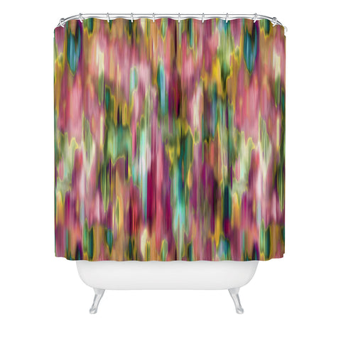 Ninola Design Iridiscent lines floral pink Shower Curtain