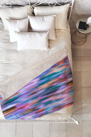 Ninola Design Iridiscent lines mauve sunset Fleece Throw Blanket