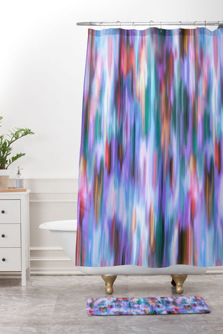 Ninola Design Iridiscent lines mauve sunset Shower Curtain And Mat