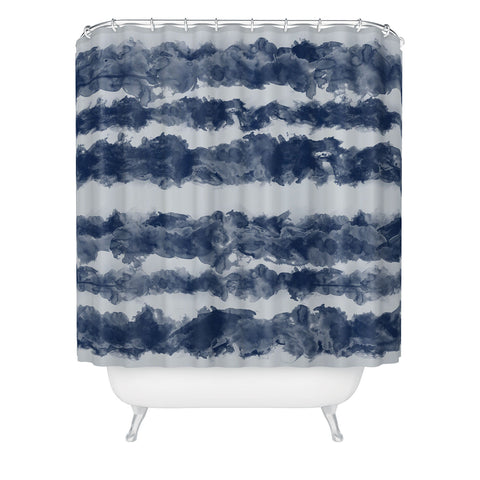 Ninola Design Japan Watercolor Cloud Stripes Shower Curtain