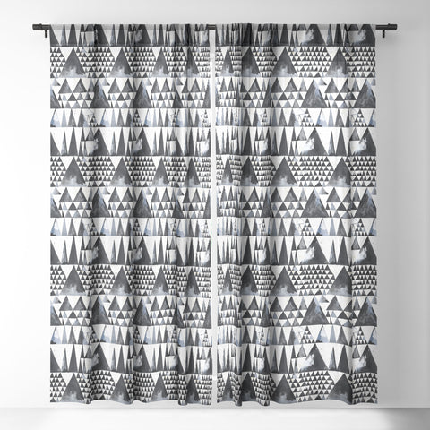 Ninola Design Japandi Geometric Triangles Sheer Window Curtain