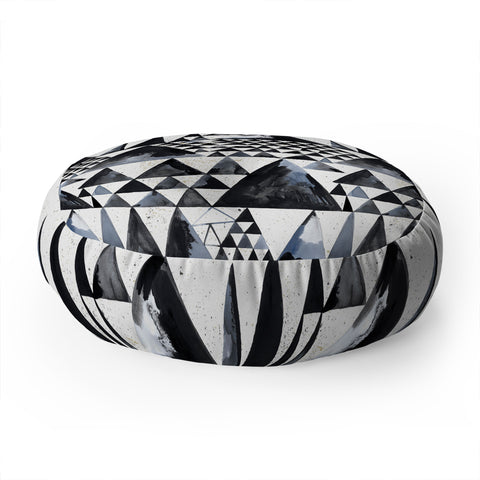 Ninola Design Japandi Geometric Triangles Floor Pillow Round