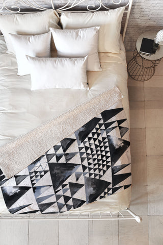 Ninola Design Japandi Geometric Triangles Fleece Throw Blanket
