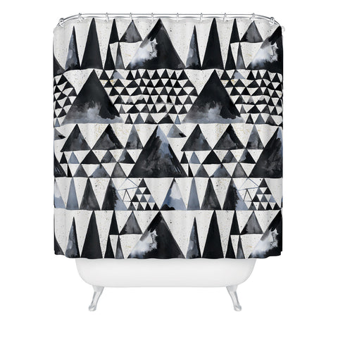 Ninola Design Japandi Geometric Triangles Shower Curtain